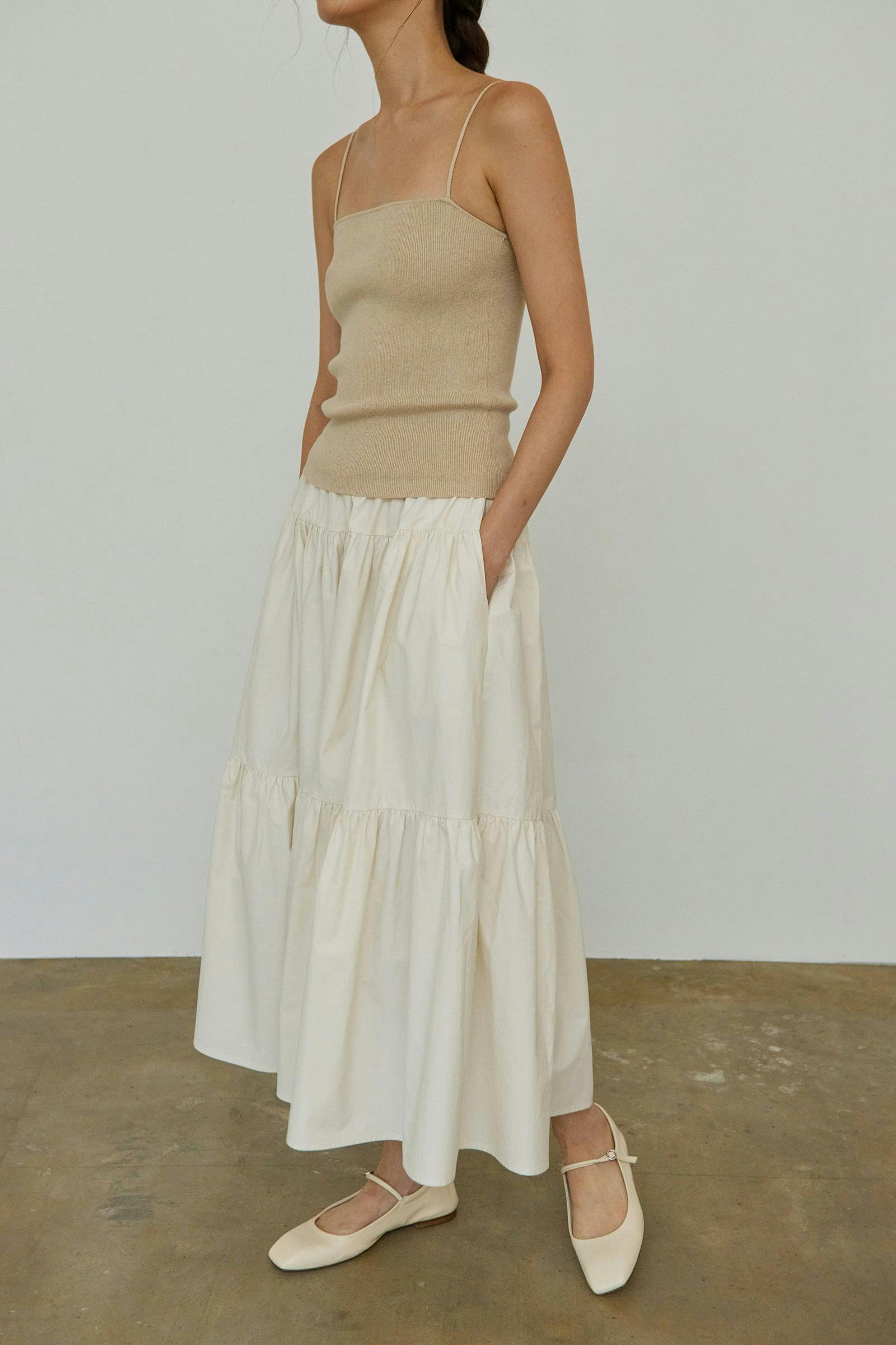 Teacake Skirt | Tiered Flare Skirt in Cream Colour | Something to Hold