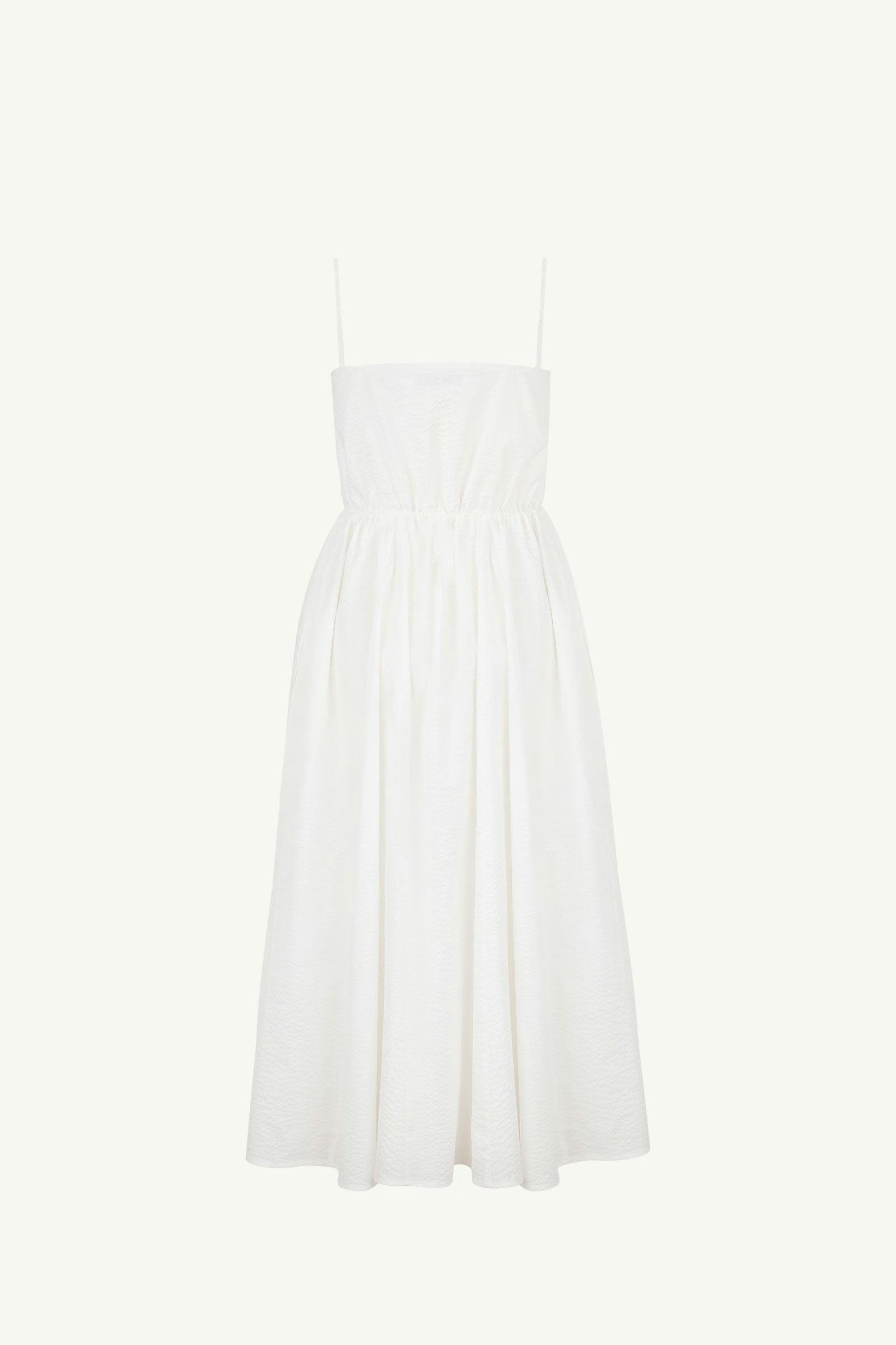 Bistro Dress | V-Neck Flare Dress | White Colour | 100% Cotton ...