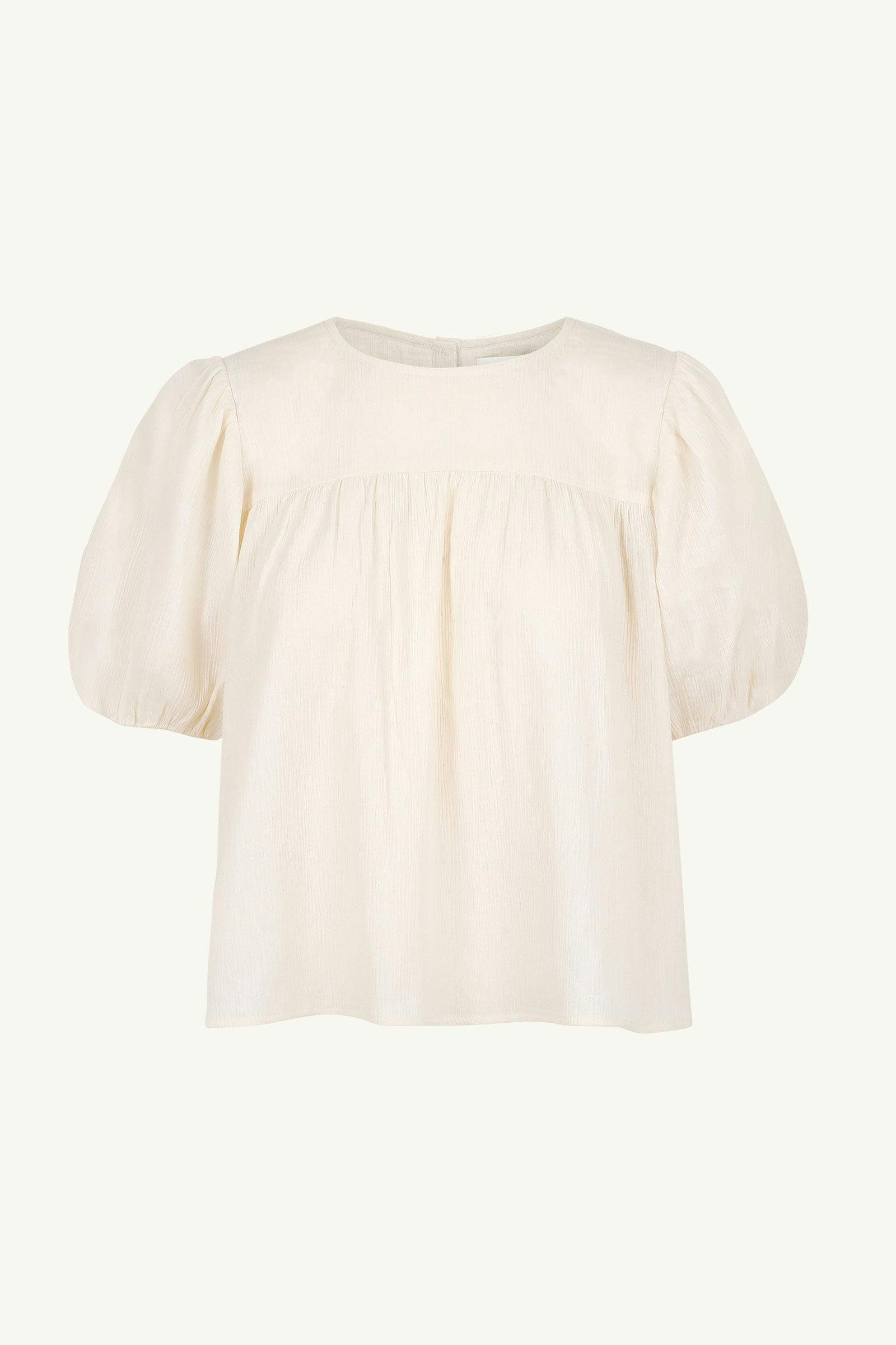 Cloud Blouse | Textured Sleeved Blouse | Creme Colour | 100% Organic ...