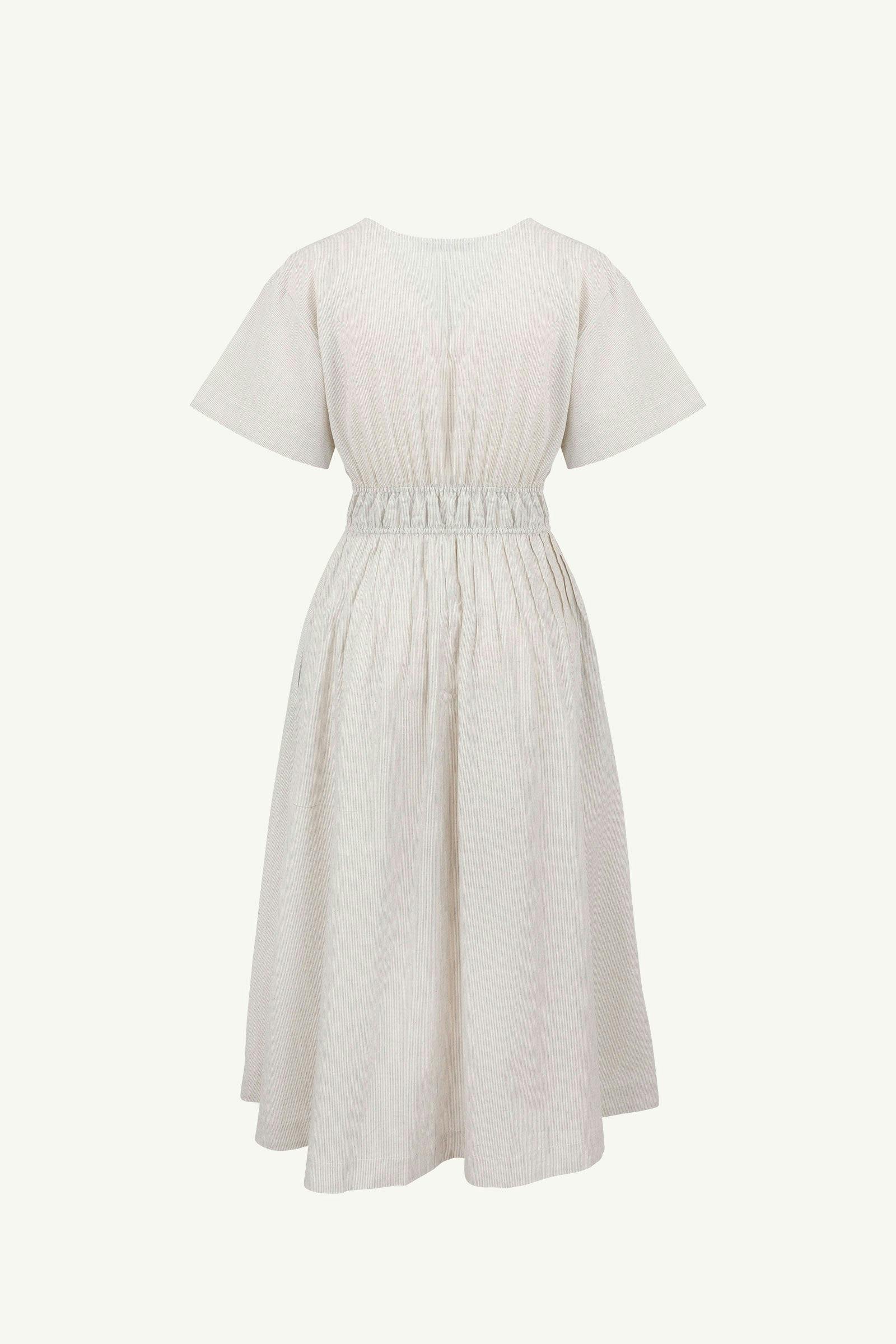 Ferris Dress | Gathered Waist Dress | Cotton Linen Blend | Lille Stripe ...