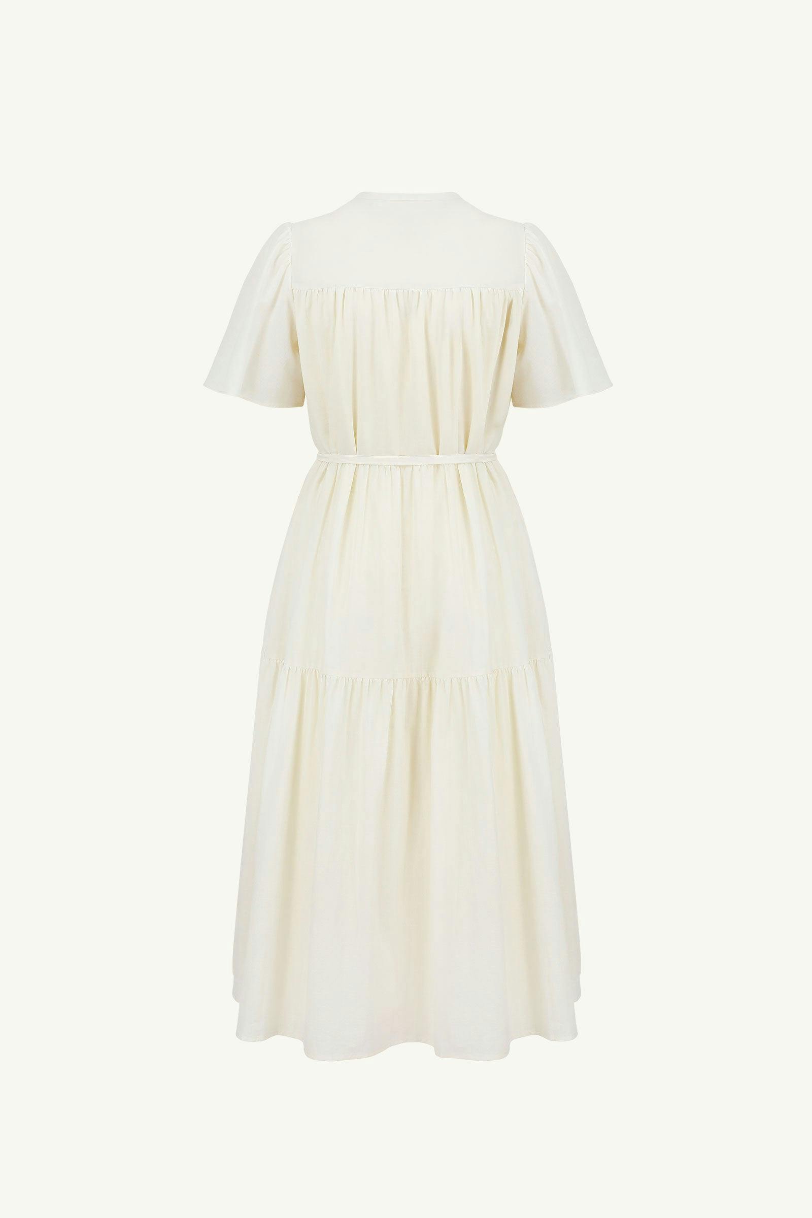 Lucia Dress | Tiered Sleeved Dress | Natural Colour | 100% Organic ...
