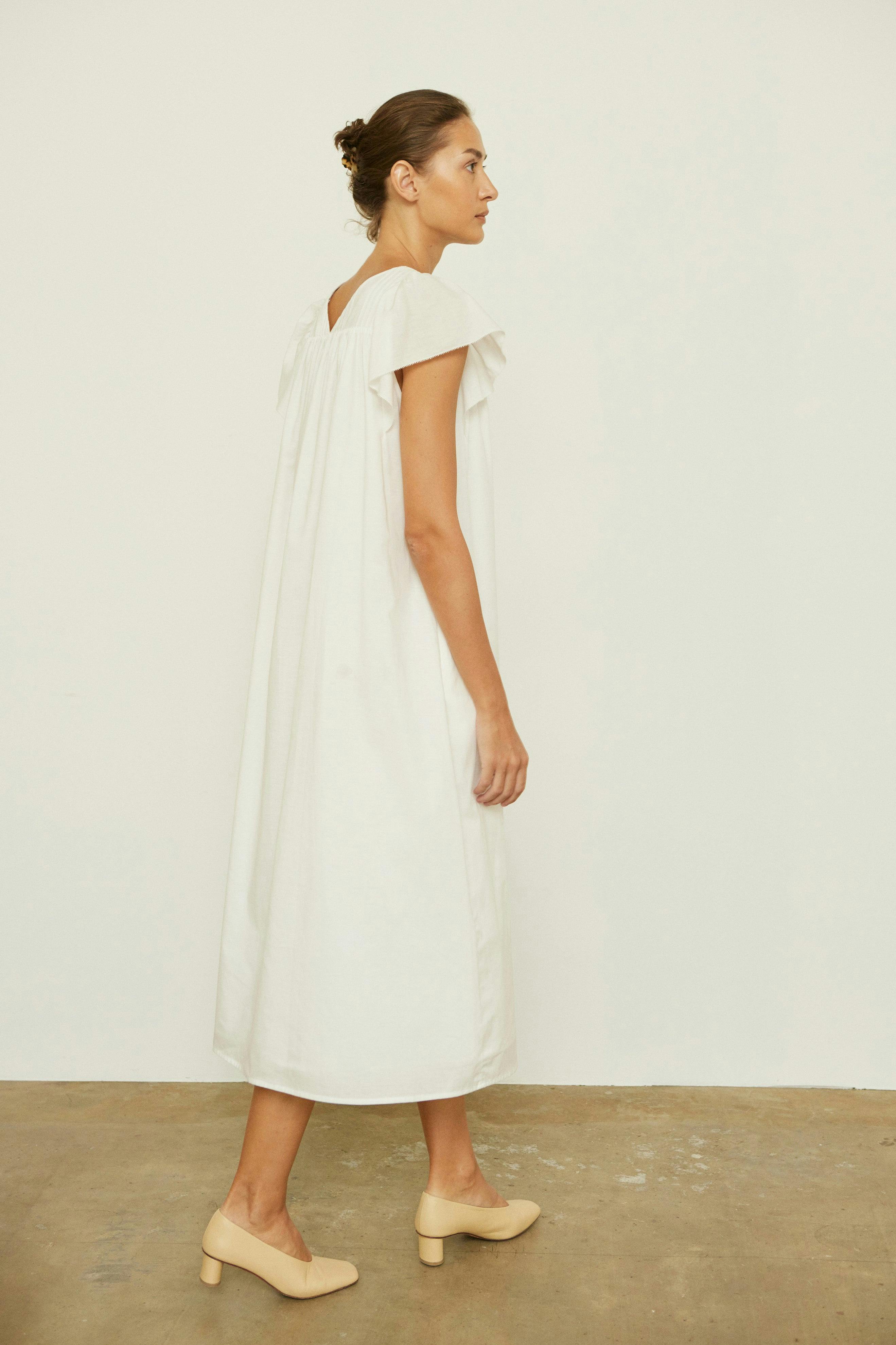 White Tilly Midi Dress | TENCEL™ blend | Relaxed and Casual Fit ...