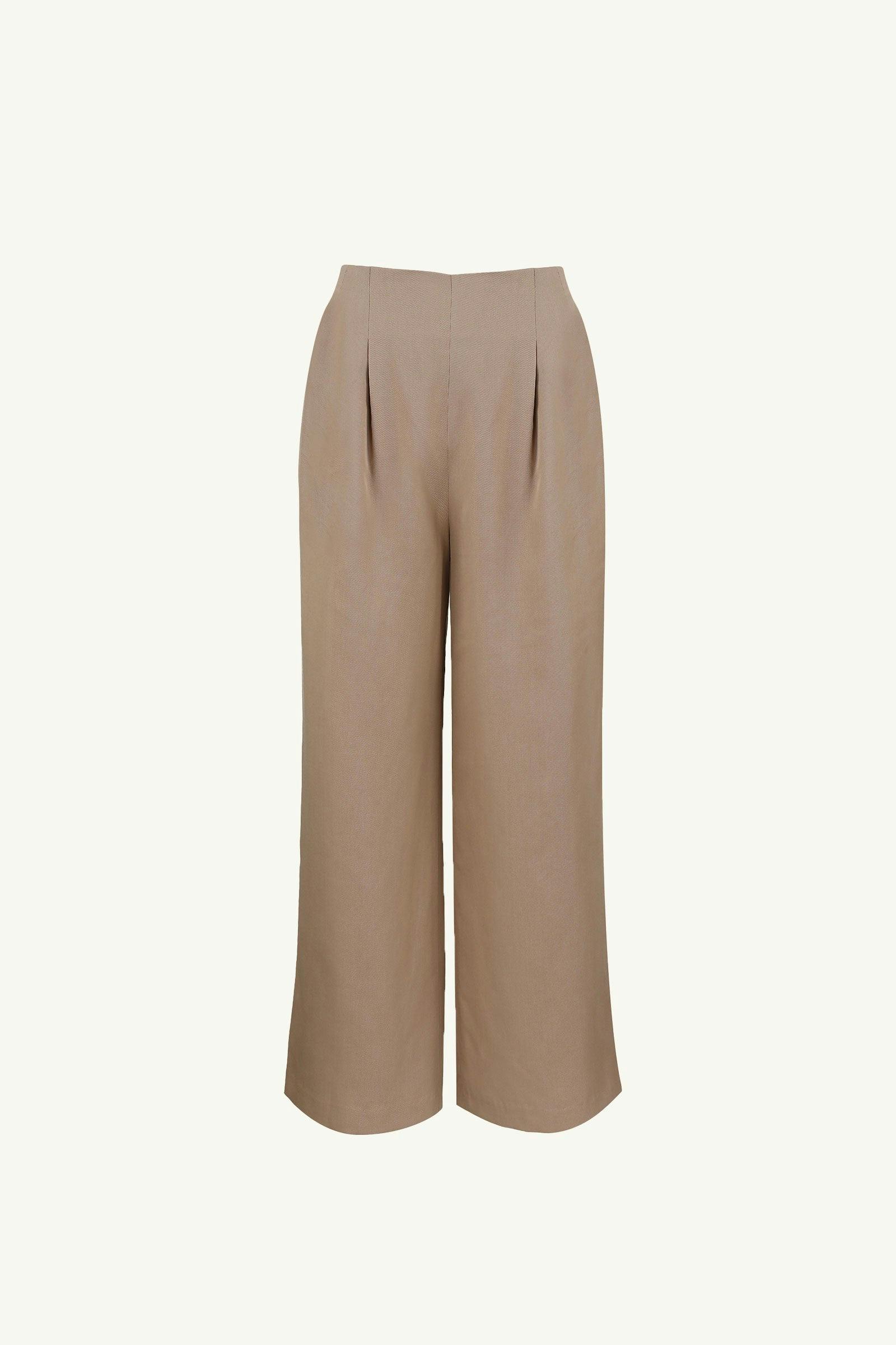 Stretch pink double pleat essential Trousers