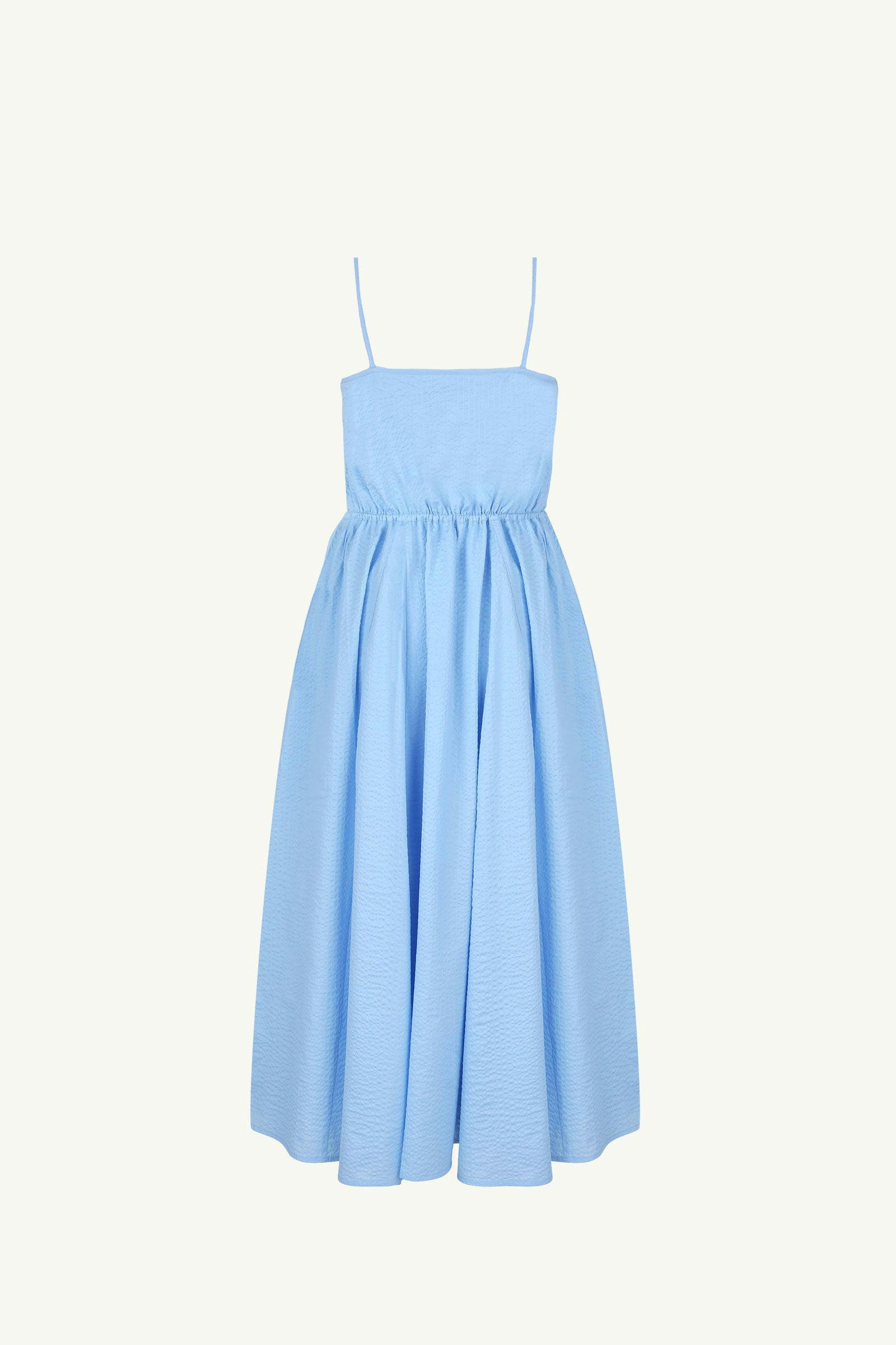 Bistro Dress | V-Neck Flare Dress | Cornflower Blue Colour | 100% ...