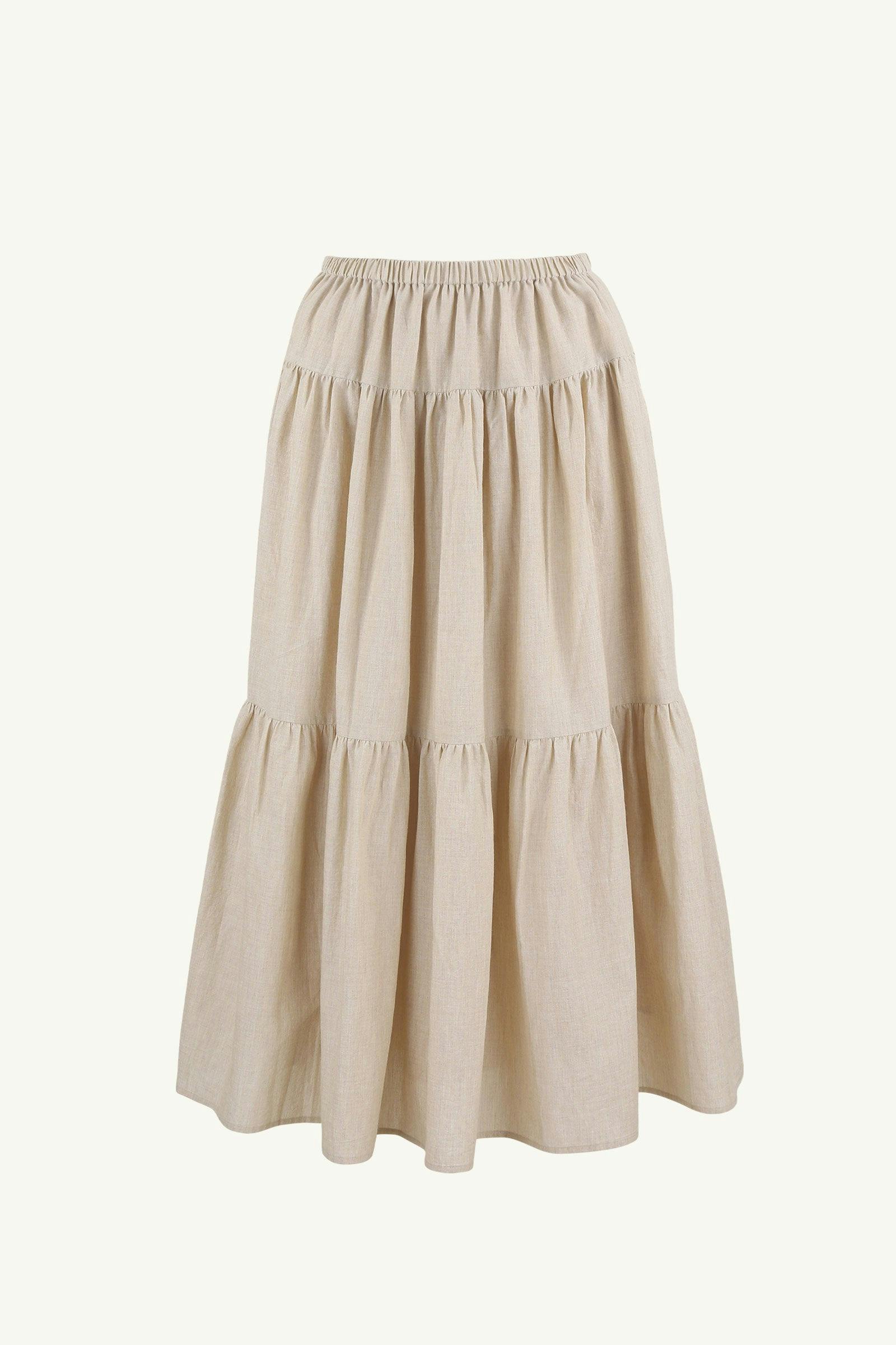 Teacake Skirt | Tiered Flare Skirt in scone Colour | Something to Hold